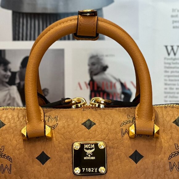 MCM MINI Aren Visetos Boston Pillow Bag - Picture 4 of 9